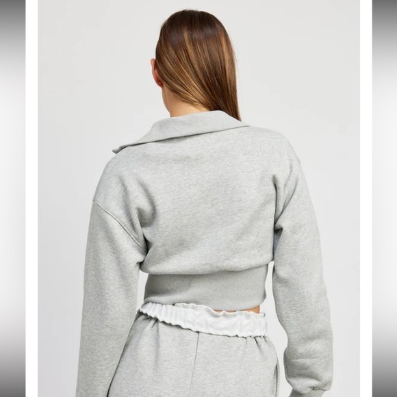 Emory Park Quarter Zip Sweatshirt Size Large Light Gray Mock Neck Cropped - Picture 3 of 15